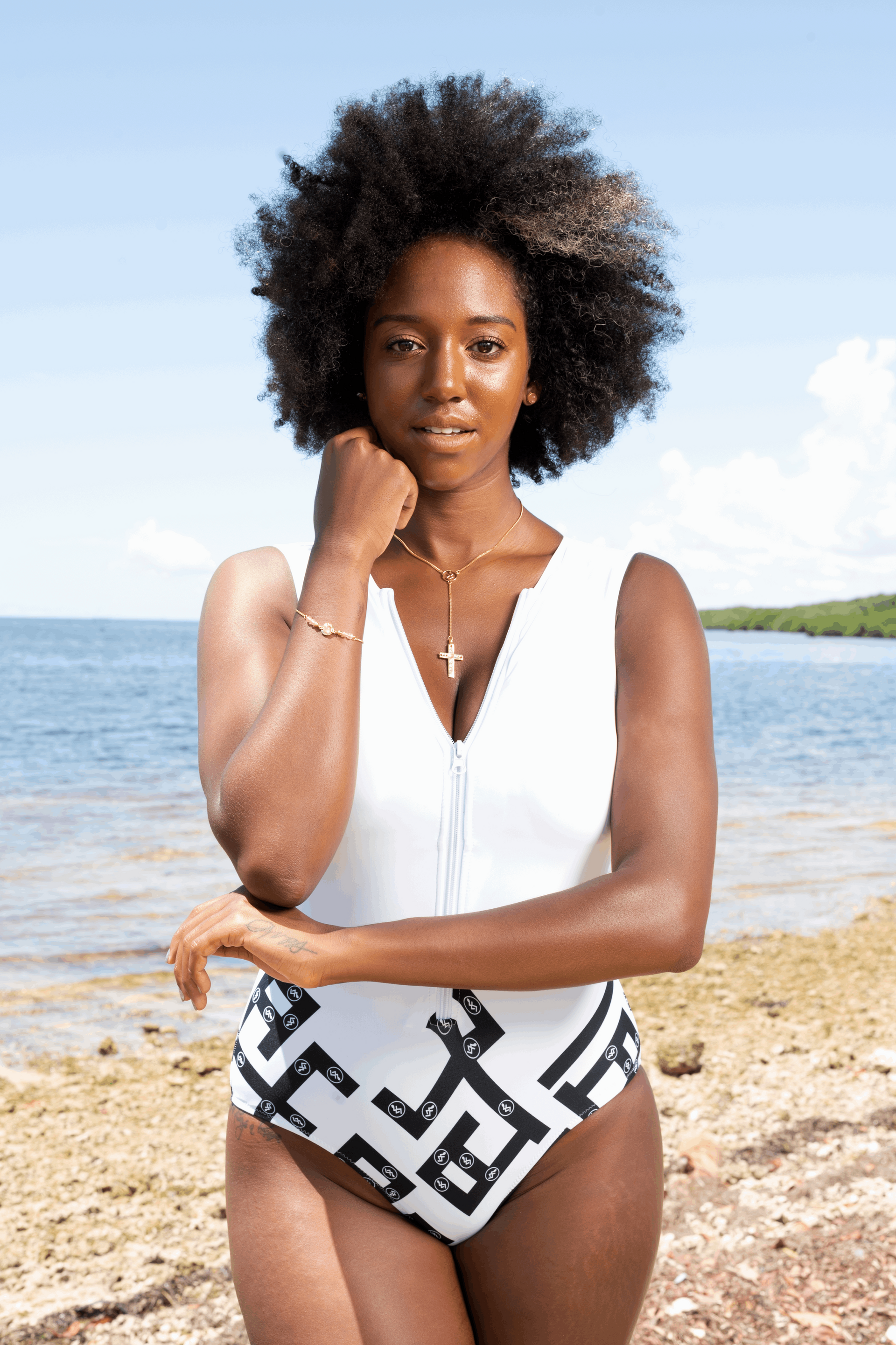Irin Non-sleeved suit with zipper Swimwear