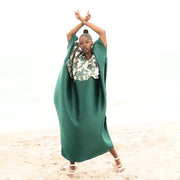 Agbara full-length kaftan with detachable embroidered top, handmade in satin fabric and taffeta, inspired by Yoruba Agbada design